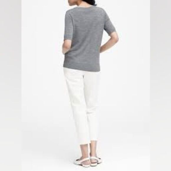 Banana Republic gray Washable Merino Short-Sleeve Sweater size S Petite - Picture 4 of 7